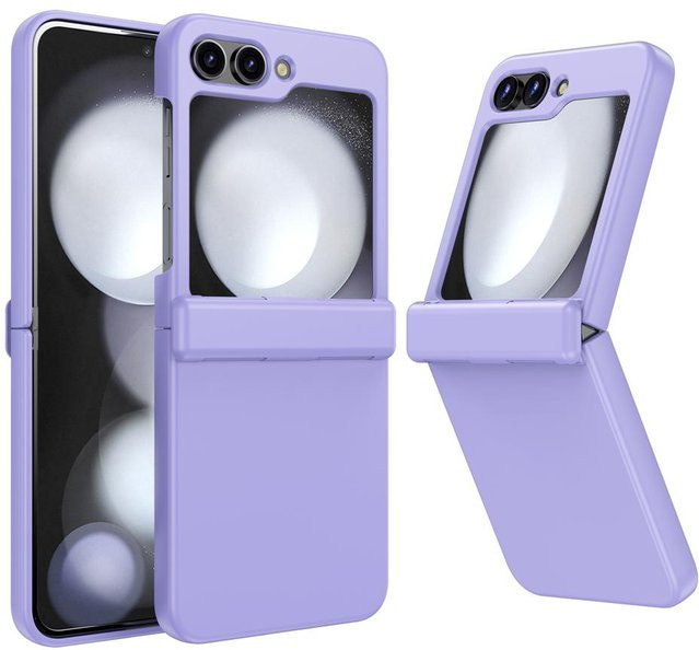 Stoßfeste TPU Silikon Schutzhülle mit Scharnier für Samsung Galaxy Z Flip 5 5G in Transparent und Purple - Bild 1