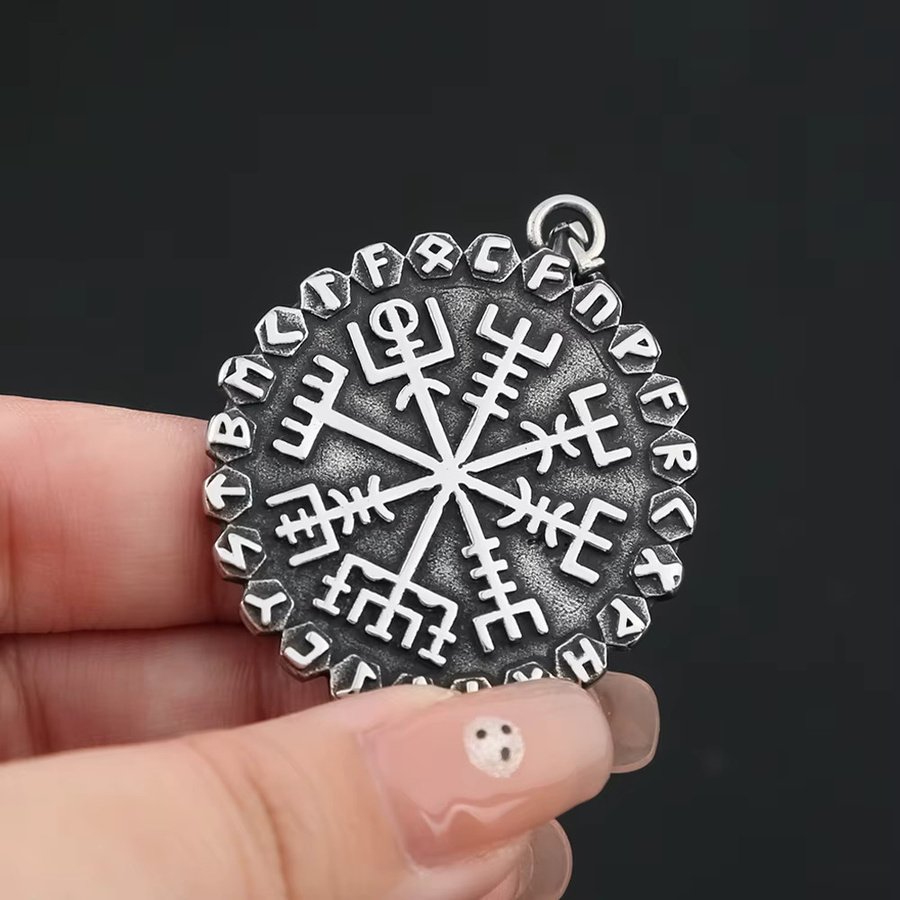 NORTHMAN Halskette, Vegvisir Anhänger, Edelstahl, Herren - Bild 2