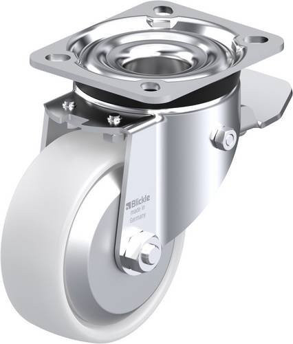 Blickle Lenkrolle mit Feststeller LK-PO 100G-1-ST-FA, weiß, Rad-Durchmesser: 10 cm, Tragfähigkeit: 280 kg - Bild 1