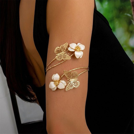 RINHOO FRIENDSHIP Armreif, Emaille-Schmetterling-Blumen, goldfarben, Damen