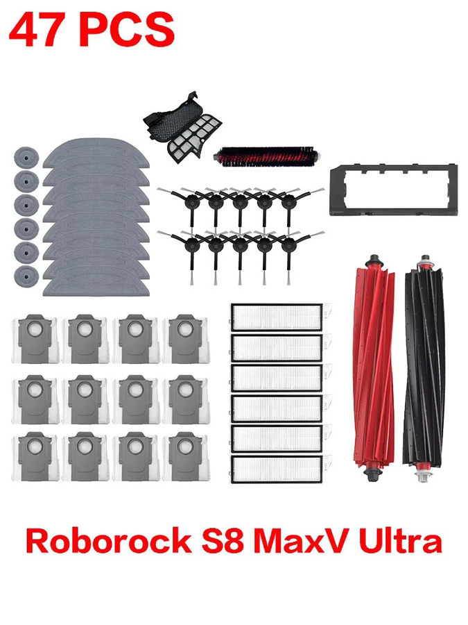 Roborock S8 MaxV Ultra Zubehör-Set mit Haupt- und Seitenbürsten, HEPA-Filtern, Wischmopps und Staubbeuteln in Multicolor - Bild 2