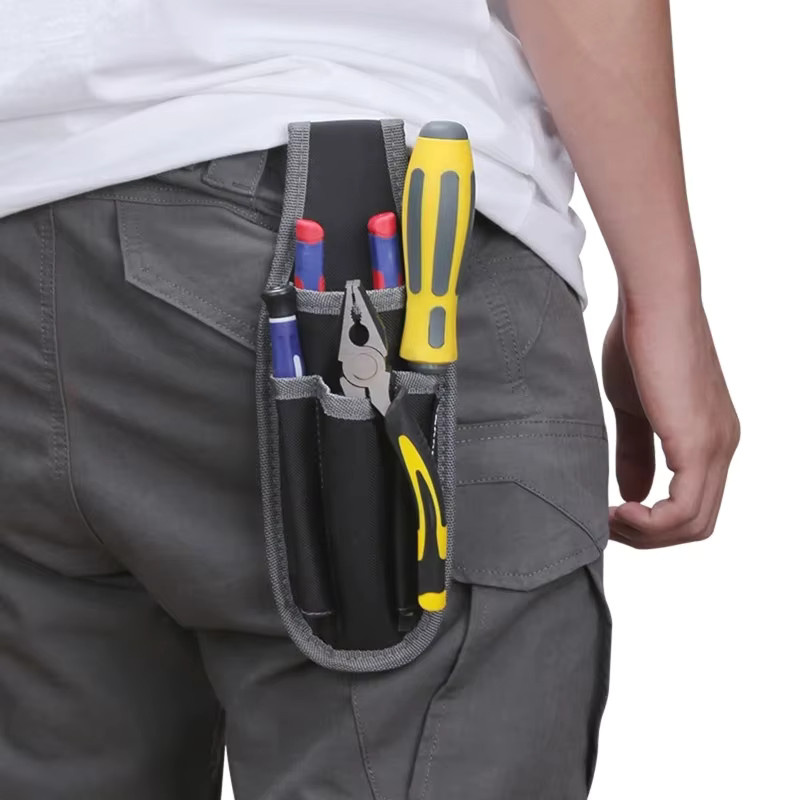Tragbare Hüft-Werkzeugtasche aus Polyester in Schwarz mit Gürtel für Elektriker und Handwerker, B/H/T: 27,0 x 10,0 x 0 cm - Bild 2