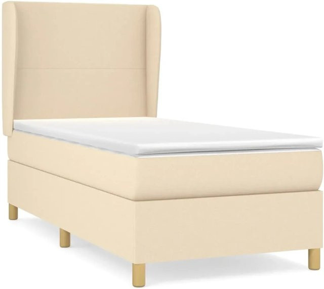vidaXL Boxspringbett mit Matratze Hybrid-Design in Creme, B/T/H: 90 x 190 x 128 cm - Bild 1