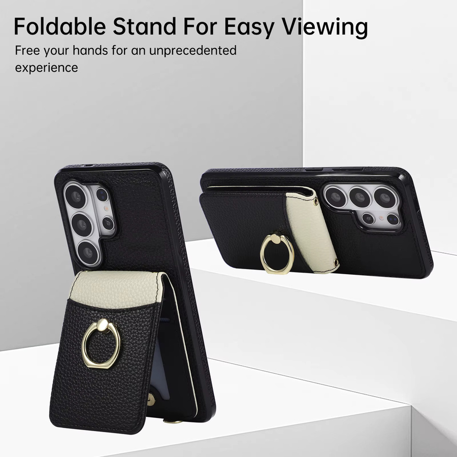 Crossbody Brieftasche und Handyhülle für Samsung Galaxy S26 Ultra S25 FE S24 S23 S22 S21 S20 Plus mit Kartenhalter und Ringständer aus Leder in Schwarz oder Weiß - Bild 4
