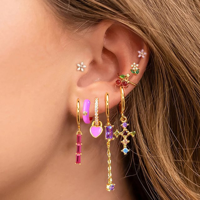 Yuedane Creolen, Kupfer, Zirkonia, Gold, Damen - Bild 1