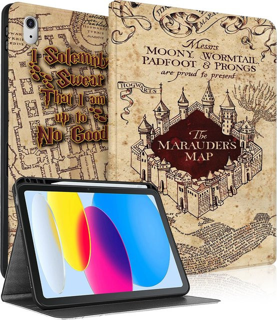 Retro-Karte TPU-Hülle für Apple iPad 10. Generation 10,9 Zoll und 11 Zoll 2022/2025, Multicolor, mit Auto Wake Sleep Funktion und verstellbarem Stand - Bild 1