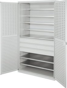 Kappes Grossraumschrank Leergehäuse in Grau mit Tür und Schlitz-/Lochplatten aus lackiertem Stahlblech - Bild 1