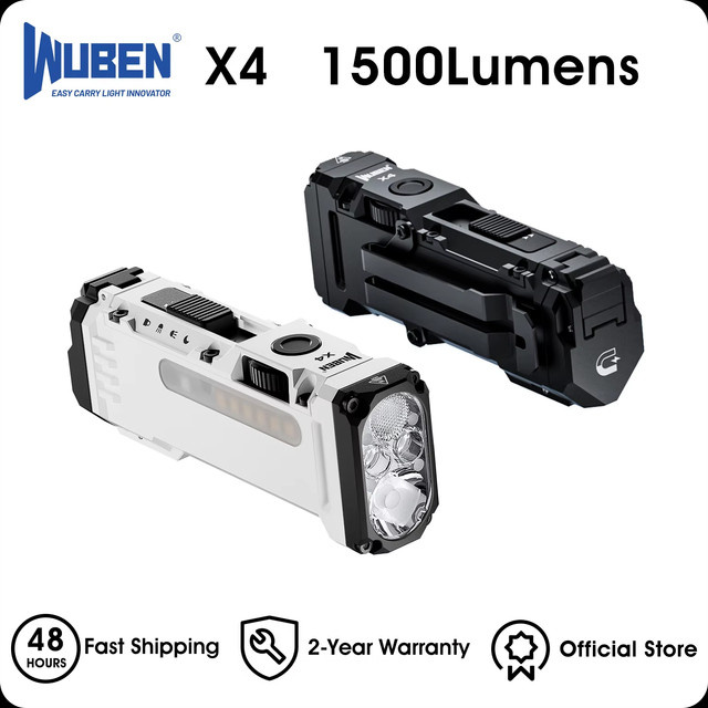 WUBEN X4 EDC Flache Taschenlampe in Schwarz mit 1500 Lumen, RGB-Licht, Magnet und IP68 Schutz - Bild 1