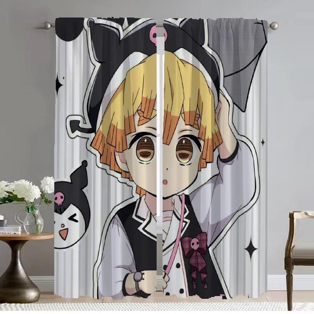Demon Slayer Verdunkelungsvorhänge für das Kinderzimmer, 2er-Set, Mehrfarbig, B: 50 cm, H: 70 cm - Bild 1