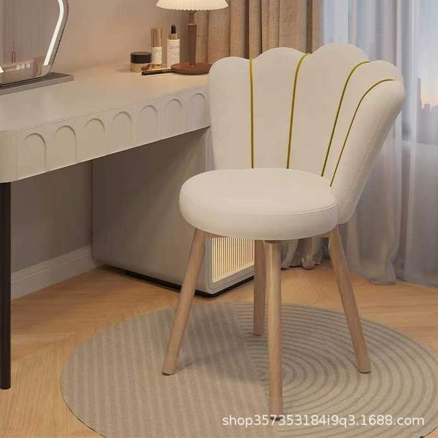 LIUSHADUOLA Schminkstuhl mit Rückenlehne für Schlafzimmer und Maniküre in Orange und Weiß - Bild 1