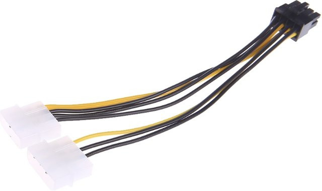 18 Dual 4Pin auf 8Pin GPU Adapter mit Molex Stecker für Grafikkarten, Schwarz - Bild 1