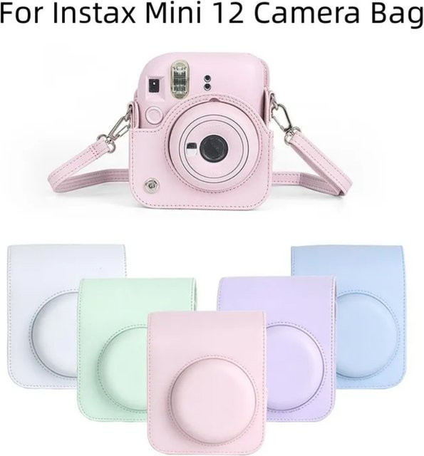 Fujifilm Instax Mini 12 Kameratasche aus PU-Leder in Weiß mit Schultergurt - Bild 1