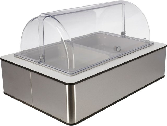 VEGA Buffetvitrine mit Fundalen, Melamin Weiß, Edelstahl, Transparent, Rechteckig, B/T/H: 63 x 42,5 x 33,9 cm - Bild 1