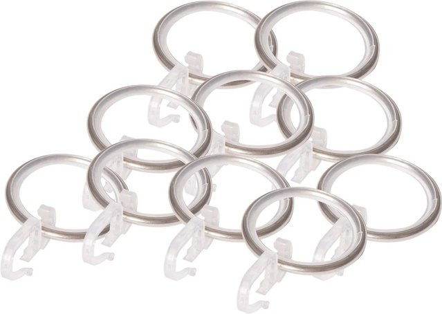 Gardinenringe mit Faltenlegehaken in Silber und Satinoptik aus Metall mit Ø 19 mm - Bild 1