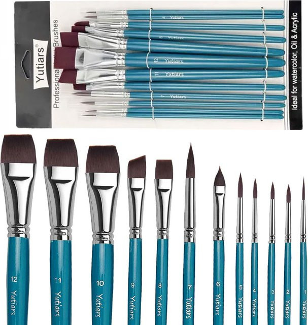 12-teiliges Künstler-Pinsel-Set in Blau für Gesicht, Körper und Cosplay-Make-up - Bild 1