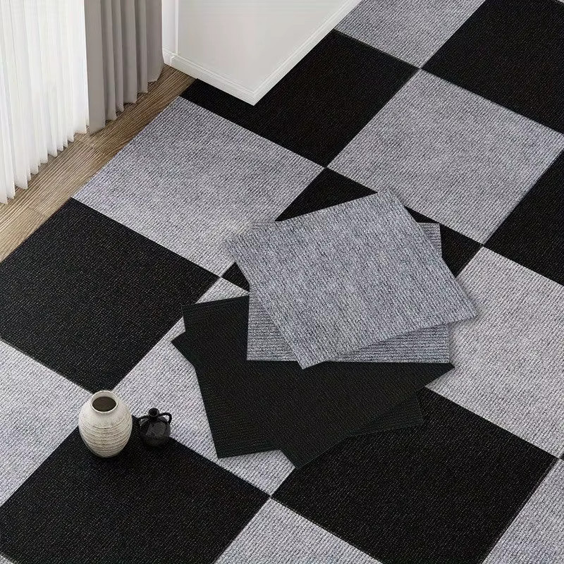 Selbstklebender Anti-Rutsch Teppich in Grau, Moderner DIY Bodenmatte für Schlafzimmer und Büro, B/T: 30 x 30 cm - Bild 2