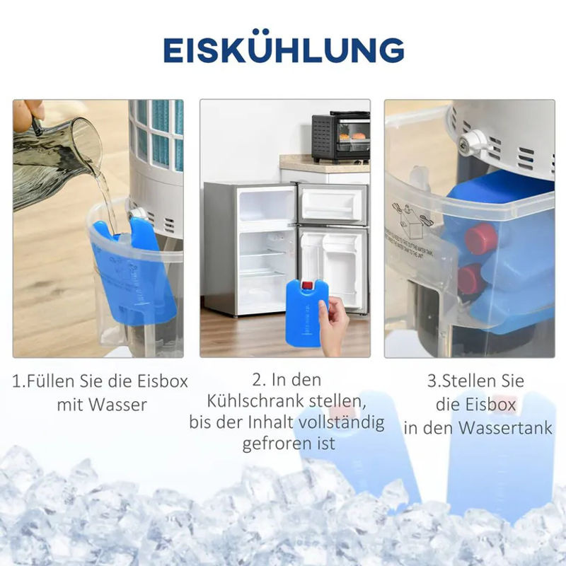 HOMCOM Luftkühler in Weiß und Silber mit Fernbedienung, Timer, Schlafmodus und Oszillation, B/T/H: 30 x 30 x 100,8 cm - Bild 3