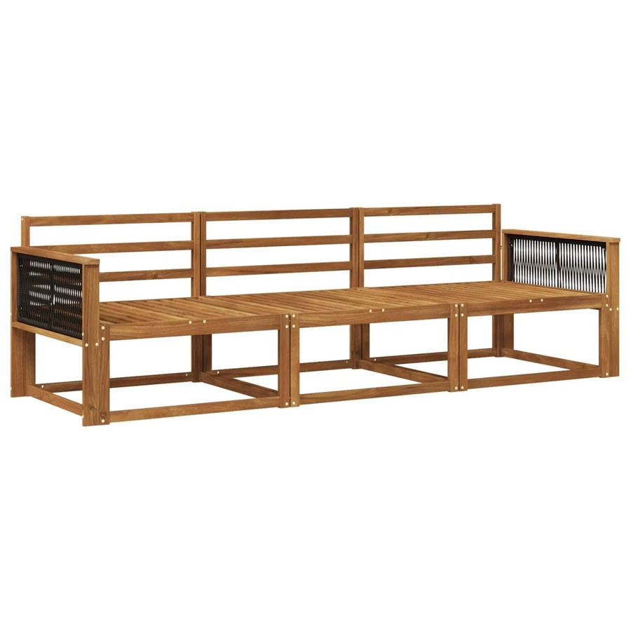 vidaXL Outdoor-Sofagarnitur aus Massivholz Akazie in Braun mit 3 Mittelsesseln und 2 Armlehnen im Lamellen-Design - Bild 2