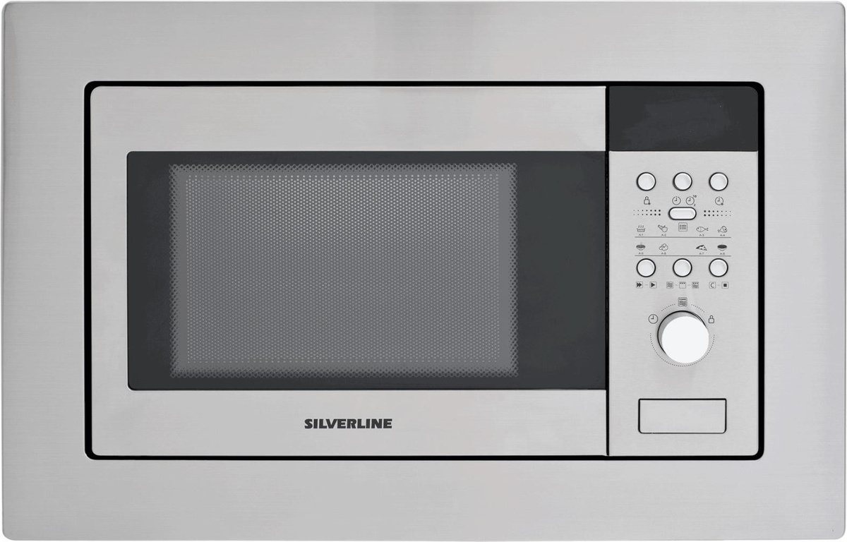 Silverline Kombi-Mikrowelle MW9012X01 mit 20 l Volumen und 800 W Leistung, Einbaugerät mit Display, Tasten und Drehregler - Bild 1