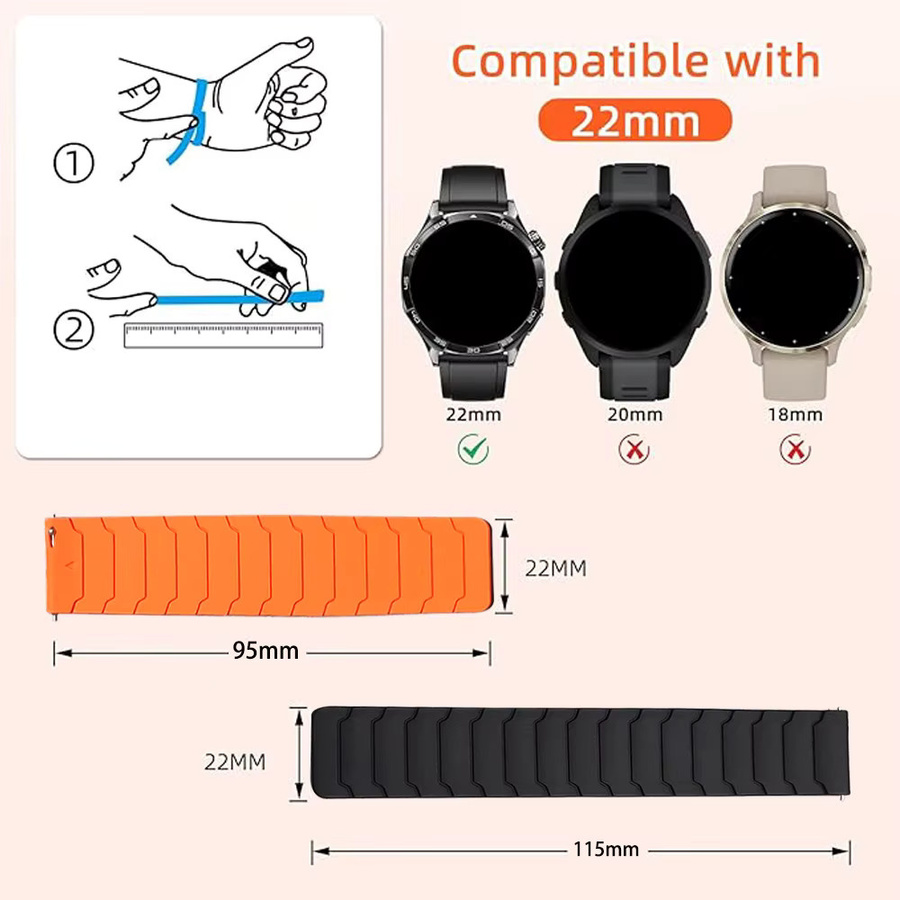 Zeblaze Armband für Vibe 8 Smartwatch, Silikon, Schwarz, 22 mm, Unisex - Bild 5