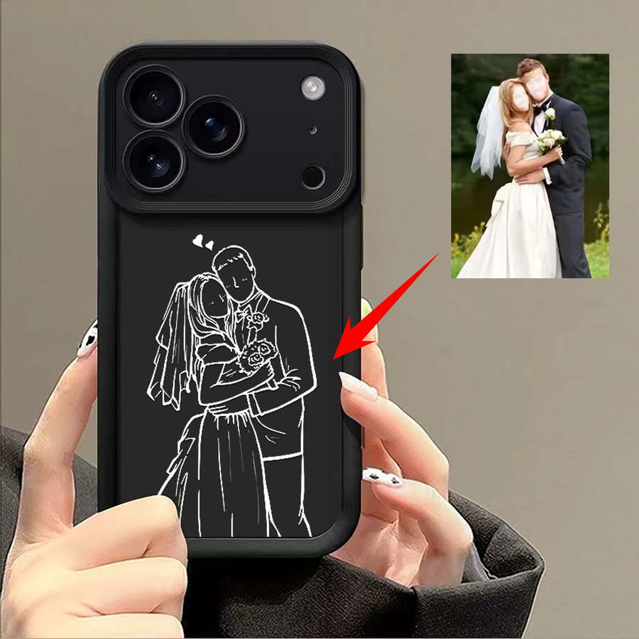 Personalisiertes DIY-Skizzen-Porträt als iPhone Handyhülle in Rot für iPhone 11 bis iPhone 17 Pro Max und Air Plus - Bild 2