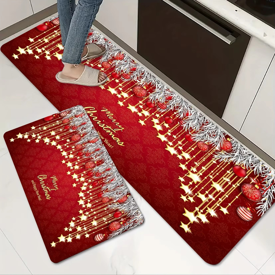 VIKAMA Weihnachts Bodenmatte Happy Kitchen in Rot für Flur, Waschküche und Eingangsbereich - Bild 4