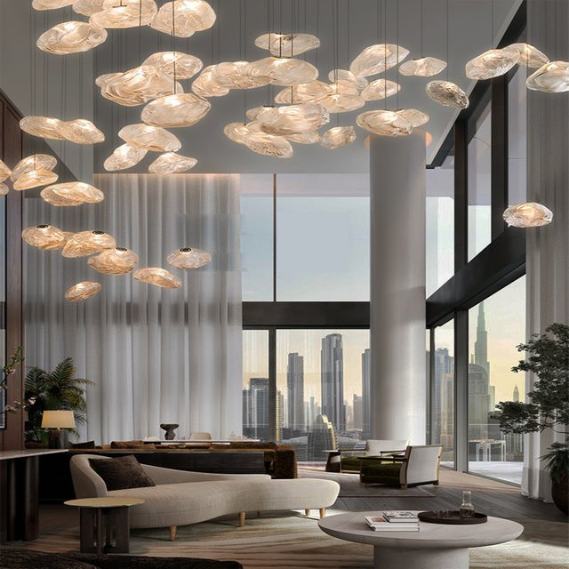 YUENSLIGHTING Pendelleuchte in Silber mit Glaselementen im skandinavischen Design für dein Esszimmer - Bild 1