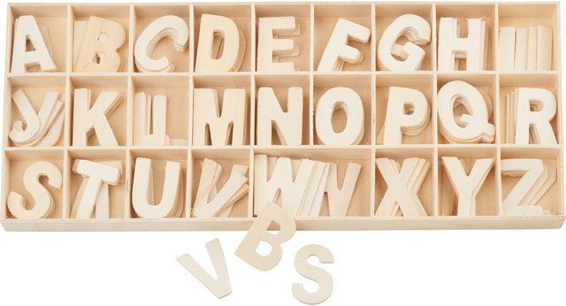 VBS Holz-Buchstaben-Set Sortiert in Natur und Beige, 130 Stück aus Sperrholz - Bild 1