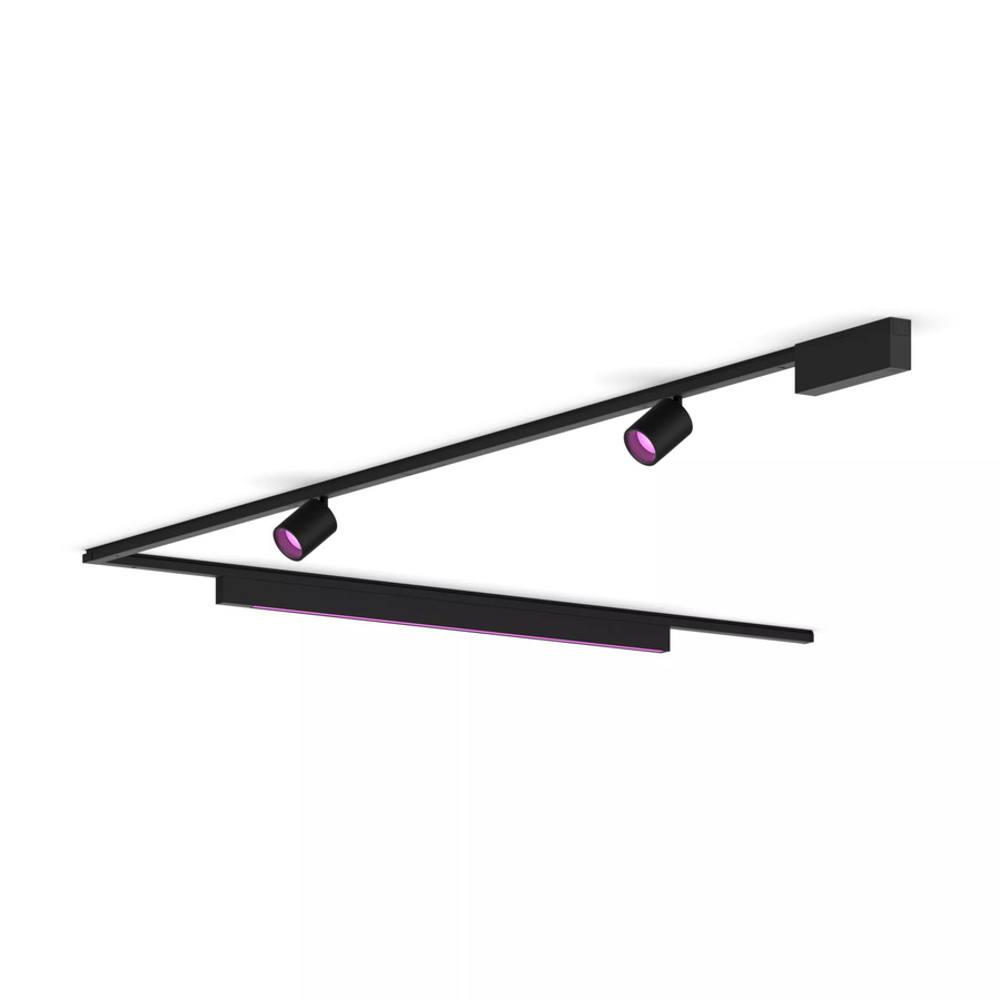 Philips Hue Perifo Basis-Set L-förmige Deckenleuchte in Schwarz mit 2 Spots und 1 Lightbar - Bild 1