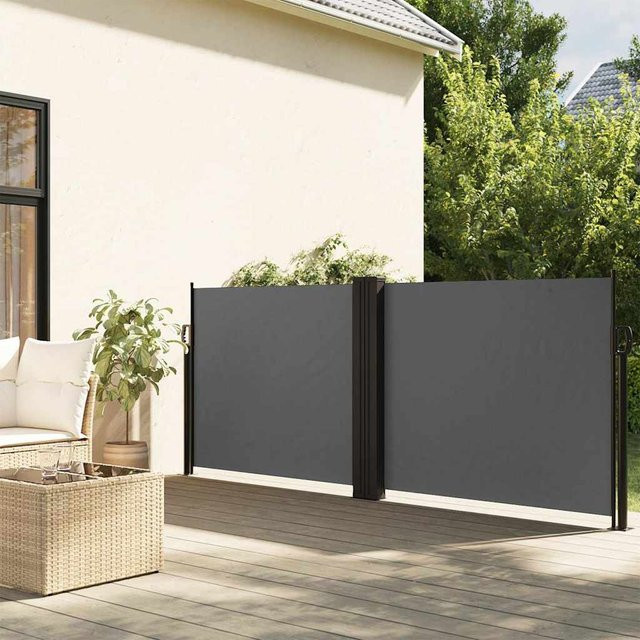 vidaXL Ausziehbare Seitenmarkise in Anthrazit mit Kurbel, Höhe: 120 cm, Breite: 600 cm - Bild 2