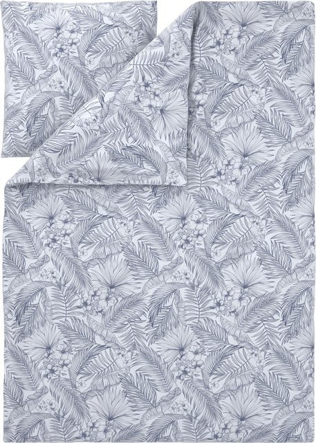 LIVARNO Renforcé-Bettwäsche Set in Blau mit Bettbezug und Kissenbezug, B/H: 155 x 220 cm und 80 x 80 cm - Bild 1