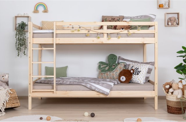TiCAA Etagenbett Rene aus massivem Kiefer in Natur Braun - Bild 1