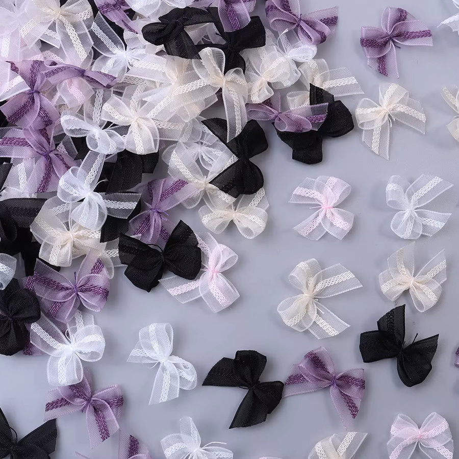 30 Stück Mini Mesh-Schleifen aus Satin in Mehrfarbig für DIY-Handwerk, Nageldekoration und Kopfschmuck - Bild 4