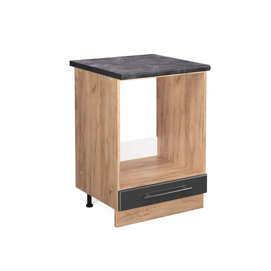 Vicco Herdbauschrank Fame-Line Anthrazit Hochglanz und Goldkraft Eiche, B/T/H: 60 x 60 x 82 cm - Bild 2