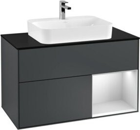 V&B Waschtischunterschrank Finion 100 mit Wandbeleuchtung, Farbe Mattbraun Lackiert, B/T/H: 100 x 50,1 x 50,1 cm - Bild 1