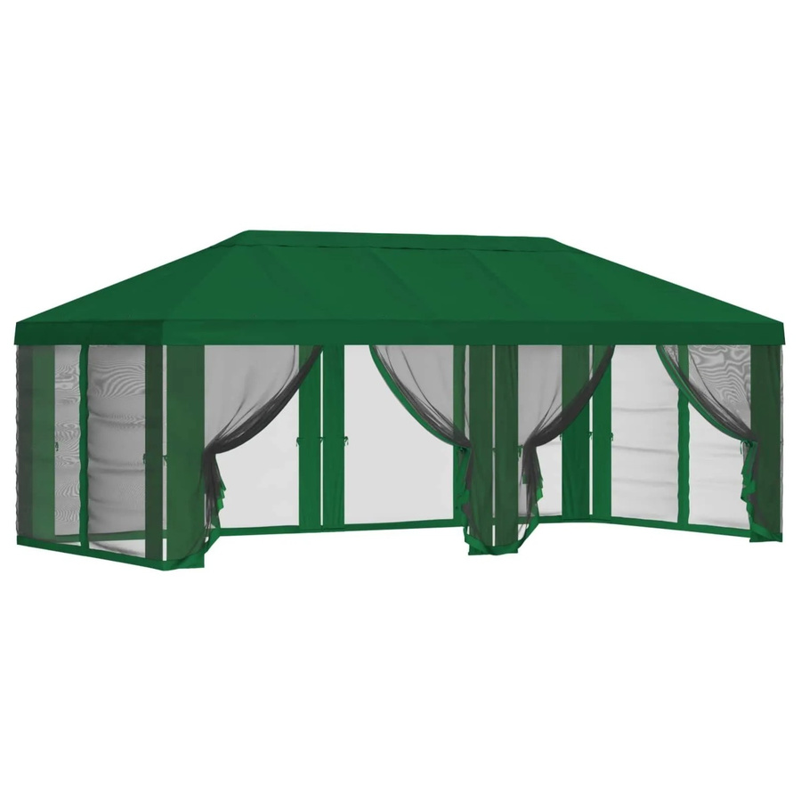 vidaXL Pavillon mit Dach und Seitenwänden aus grünem Polyester, B/T: 6 x 3 m - Bild 2