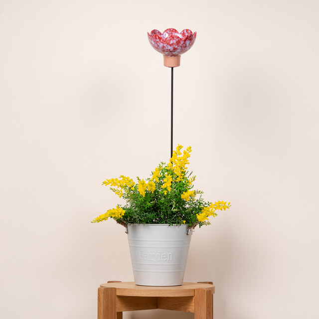 Keramik Stecker Blüte von BLUME2000 in Pink und Dunkelbraun aus Terrakotta - Bild 1