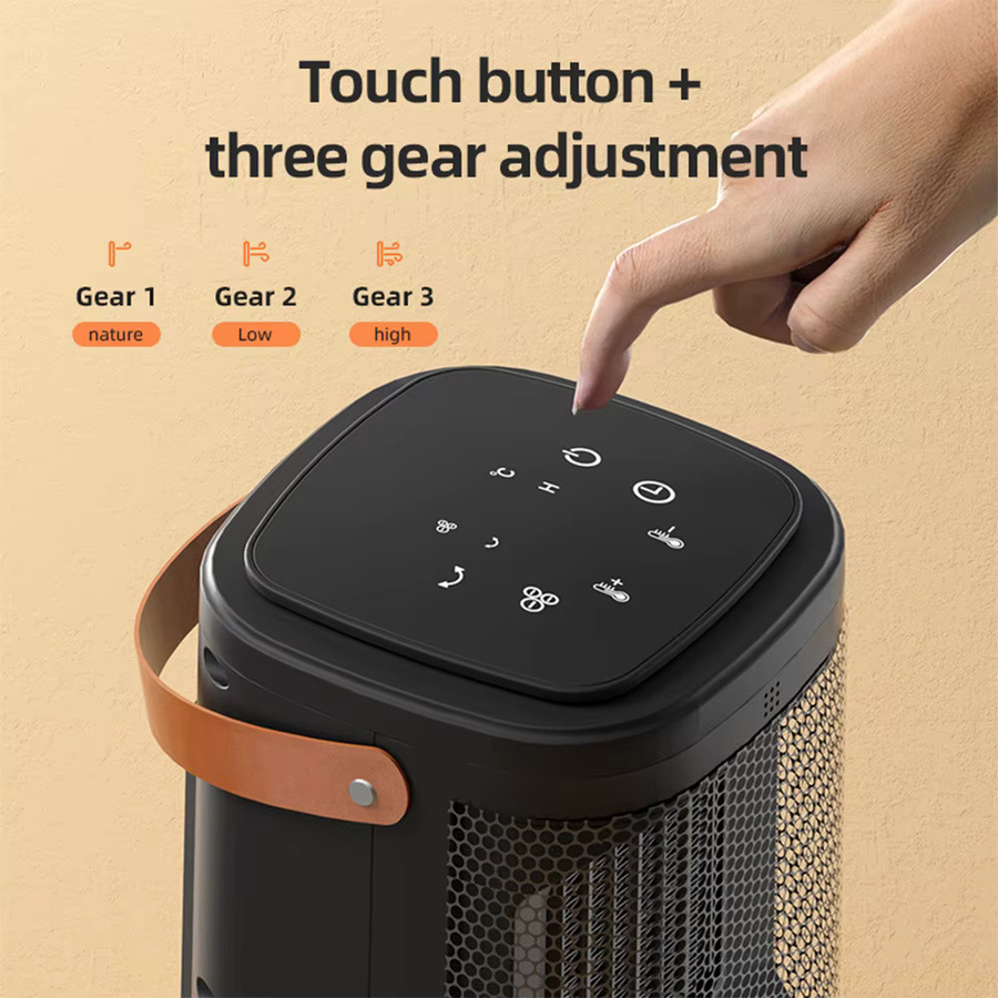 BeoSior PTC-Keramik-Elektroheizung mit Fernbedienung und Touchscreen, tragbarer Heiß- und Kaltventilator in Schwarz - Bild 4