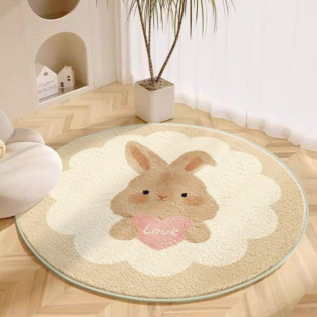 Runder Plüschteppich von Yiran Furniture mit Cartoon-Animation in Multicolour, Durchmesser: 80 cm - Bild 1