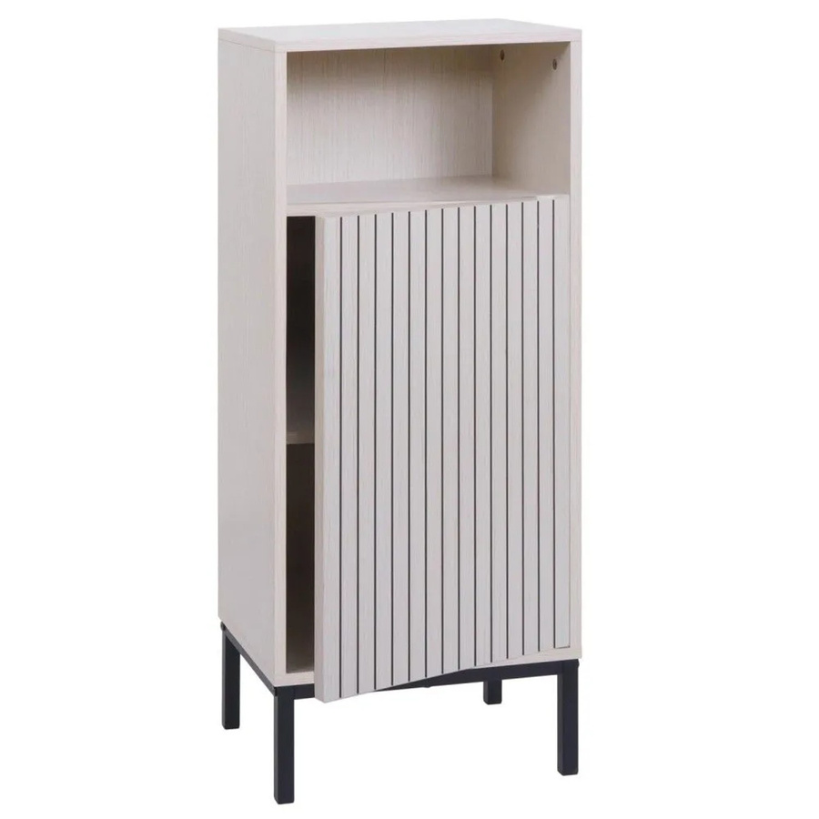 Badezimmerkommode MCW-O42 in Beige mit 1 Tür und 3 Staufächern, B/T/H: 98 x 39 x 30 cm - Bild 2