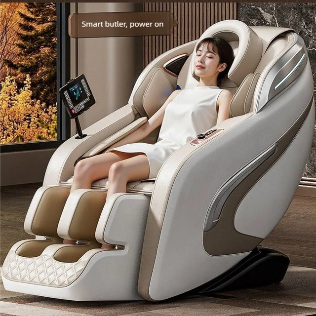 LEMESY Elektrischer Ganzkörper-Massagesessel mit 8D Zero-Gravity Shiatsu-Funktion in Beige - Bild 1