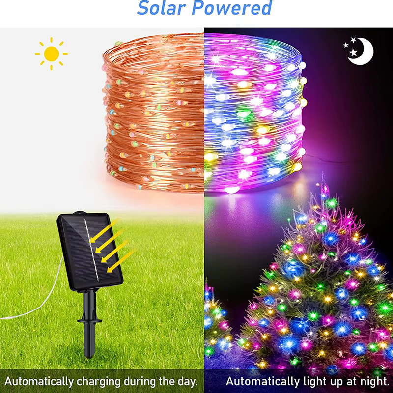 Wasserdichte LED Solar Lichterkette mit Timer für Garten, Weihnachten und Party - Bild 3