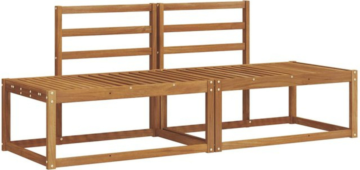 vidaXL Outdoor-Sofagarnitur aus Akazienholz in Natur und Beige, 2-teiliges Loungemöbel-Set, B/T/H: 182,5 x 63 x 73 cm - Bild 1