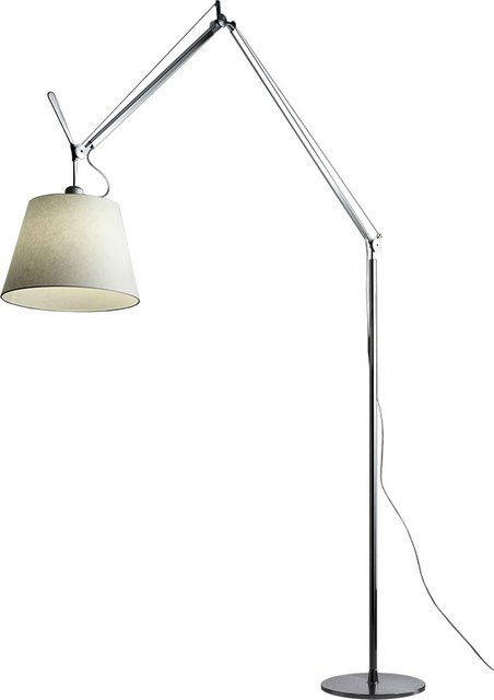 Artemide Tolomeo Mega 36 Terra LED-Stehleuchte in Silber mit Pergament-Schirm, dimmbar, warmweiß 2700K - Bild 1