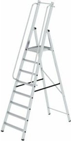 MUNK ML Bauleiter Aluminium-Stufenstehleiter mit 8 Stufen, Silber, Tragkraft 150 kg - Bild 1