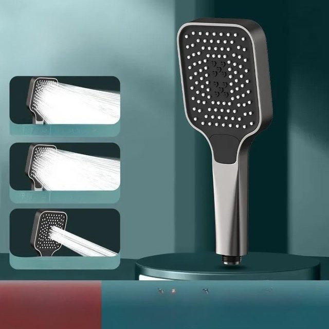 Warm Magpie Home Quadratischer Hochdruck-Duschkopf in Chrom mit 3 Sprüheinstellungen, Wassersparende Handbrause mit Regenstrahl für dein Badezimmer - Bild 1