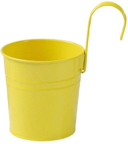 Logiful Blumentopf zum Aufhängen aus Eisen in Gelb mit abnehmbarem Haken für Balkon, Garten oder Kräutergarten - Bild 1