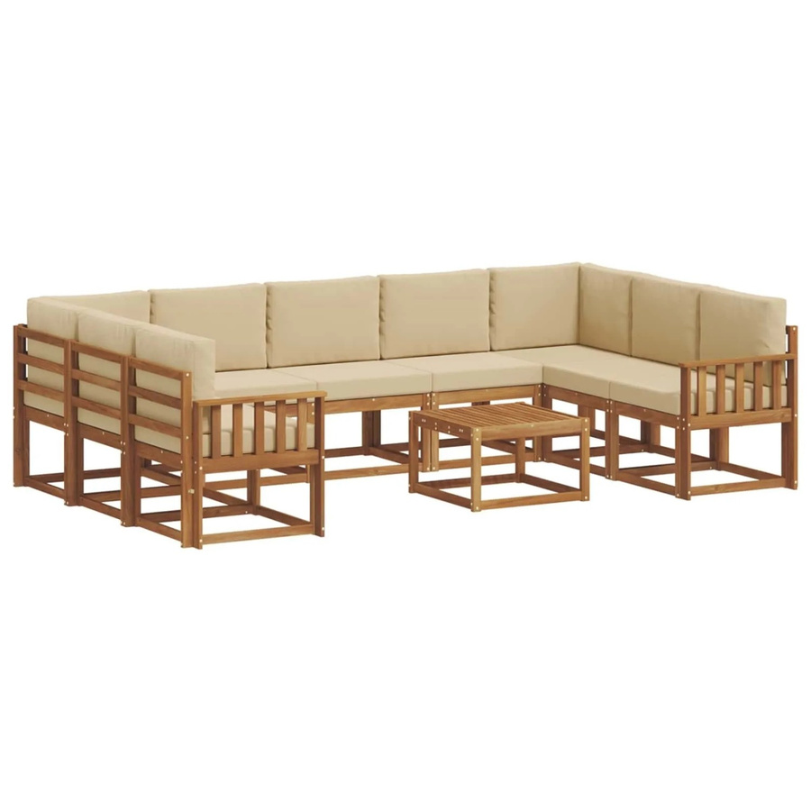 vidaXL Outdoor-Sofagarnitur aus Akazienholz mit Kissen, 10-teilig, Natur-Beige - Bild 2