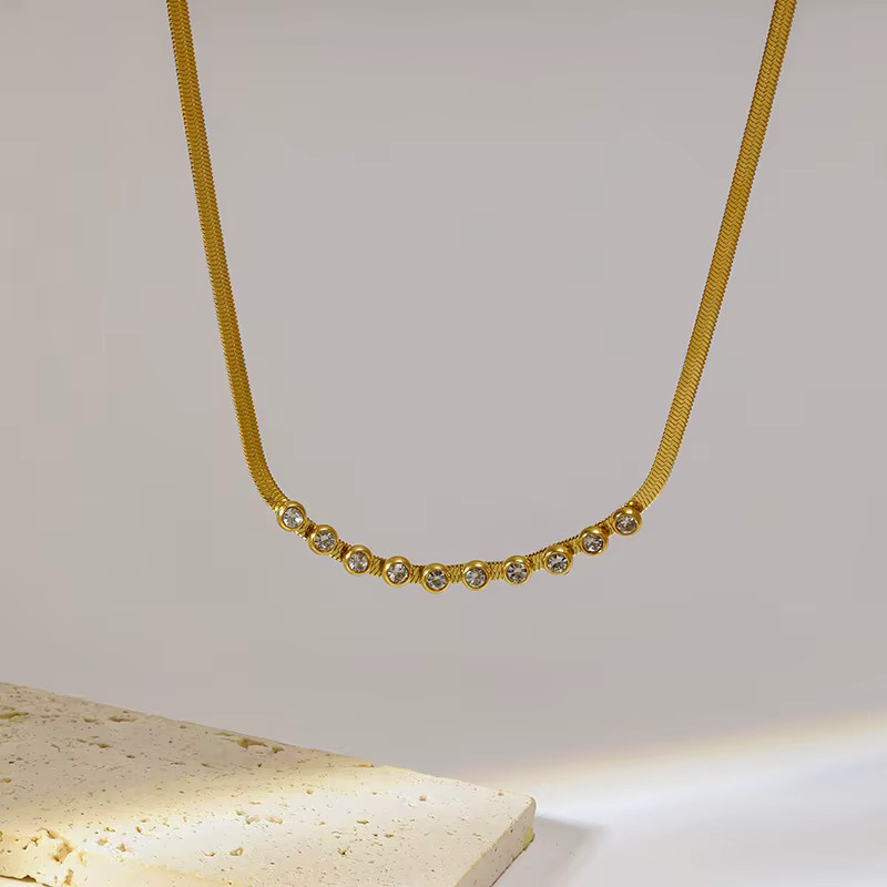 Eilieck Halskette Edelstahl, Gold, Zirkonia, Damen - Bild 3