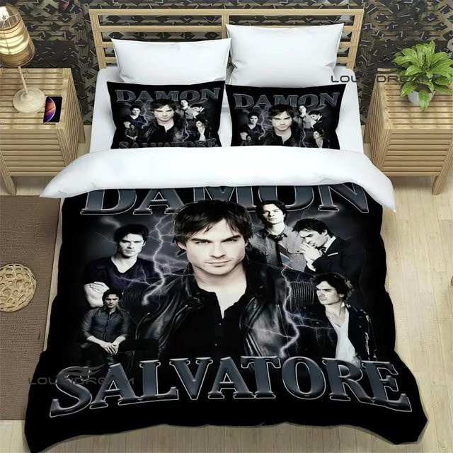 Gu Tao Bettwäsche-Set The Vampire Diaries Damon Salvatore, Schwarz, B/H: 245 x 210 cm - Bild 1